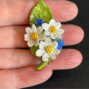 Vintage Made in England bone China Floral brooch.